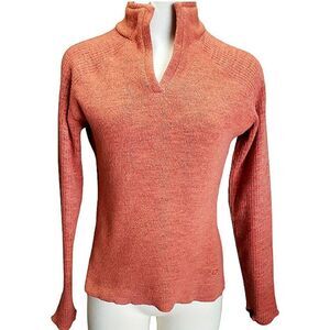 Mountain HARD WEAR Orange Wool Blend Sweater Button Hole Sleeve Winter Womens XS